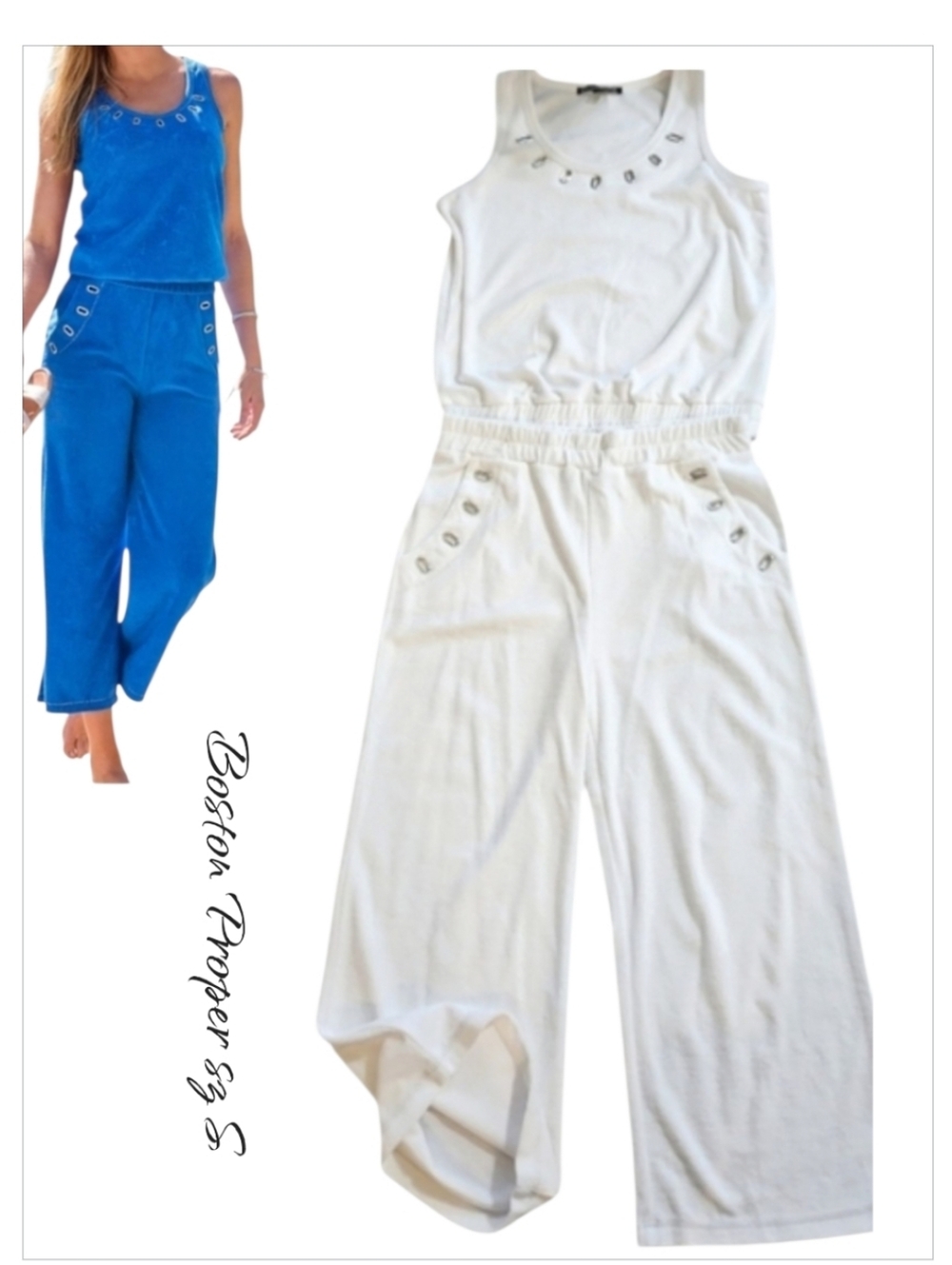 New Boston Proper Terry Cloth Pants Set Sz S summer